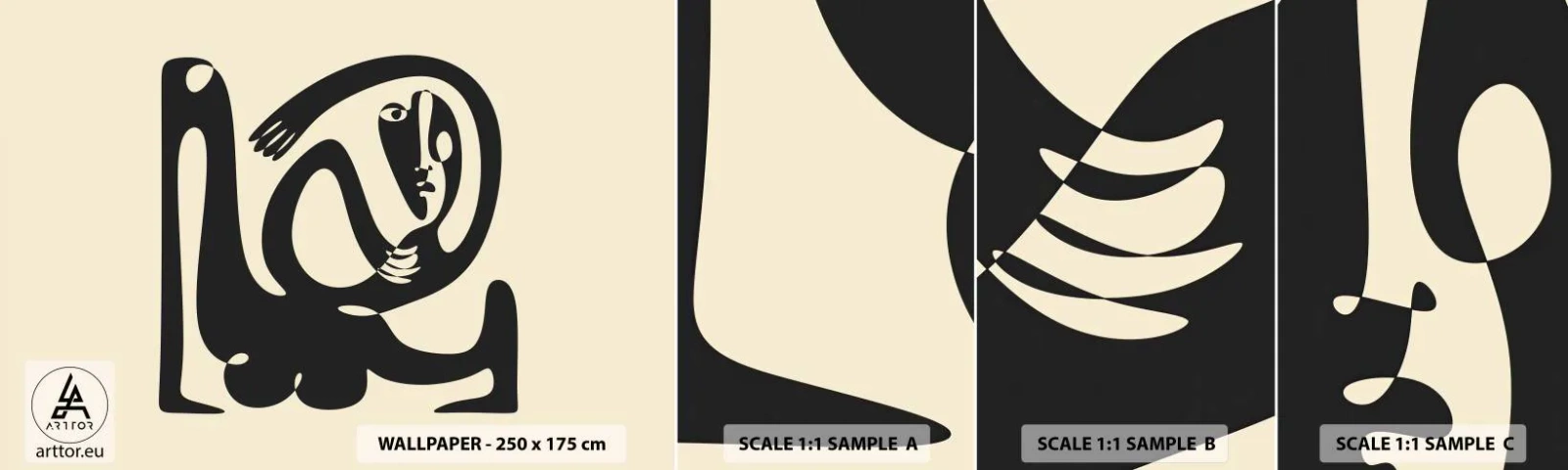 Fotobehang Monster Zelfklevend Deluxe Sticker - Bijna Picasso - Abstractie, Deel, Grafisch - 100x30 cm