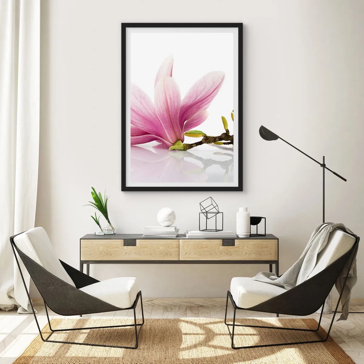 Poster in een zwarte lijst - Delicaat als een lentebriesje - 61x91 cm