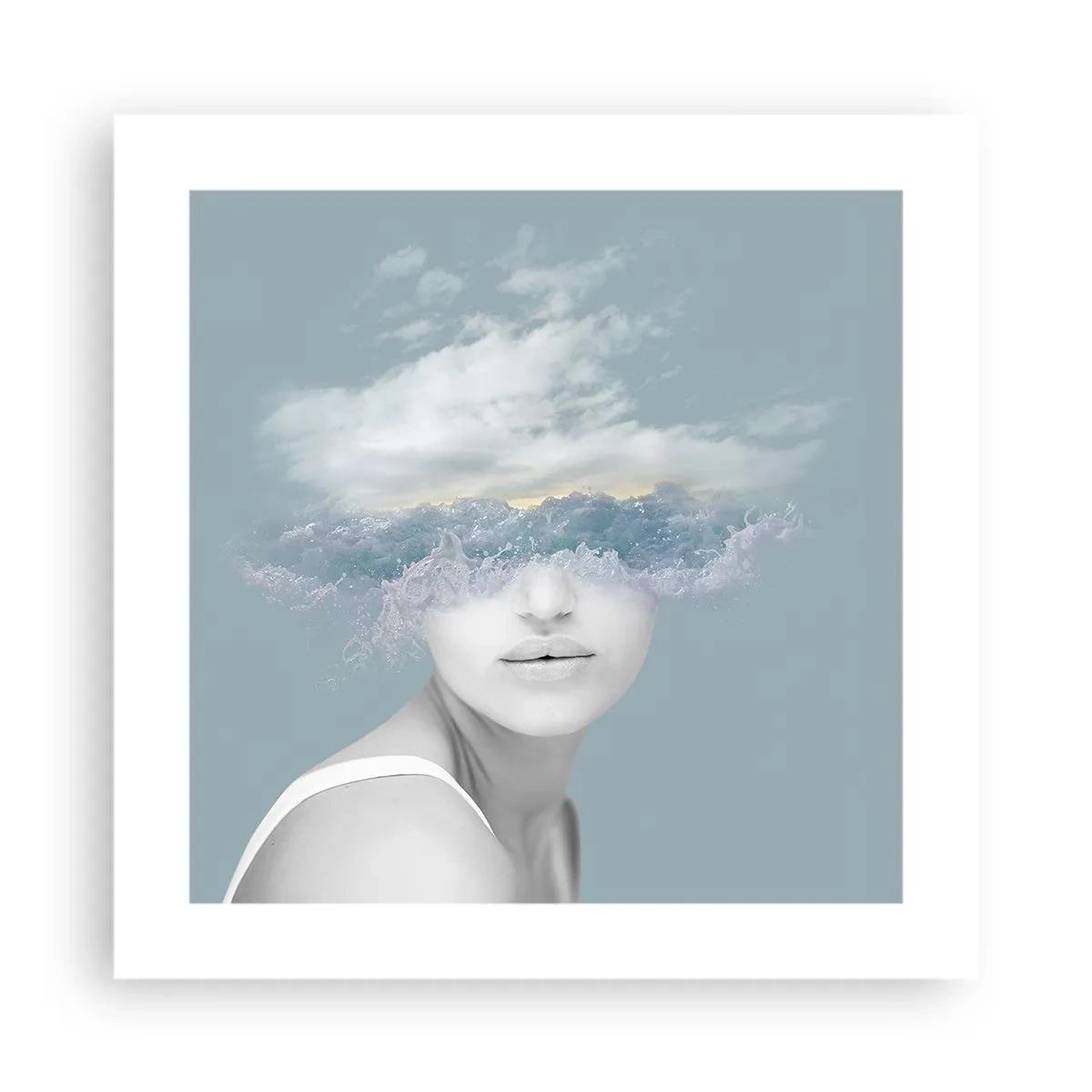 Poster - Met hoofd in de wolken - 40x40 cm