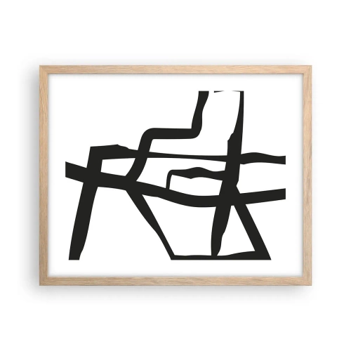 Een poster in een licht eiken lijst - Zwart-wit ontwerp - 50x40 cm