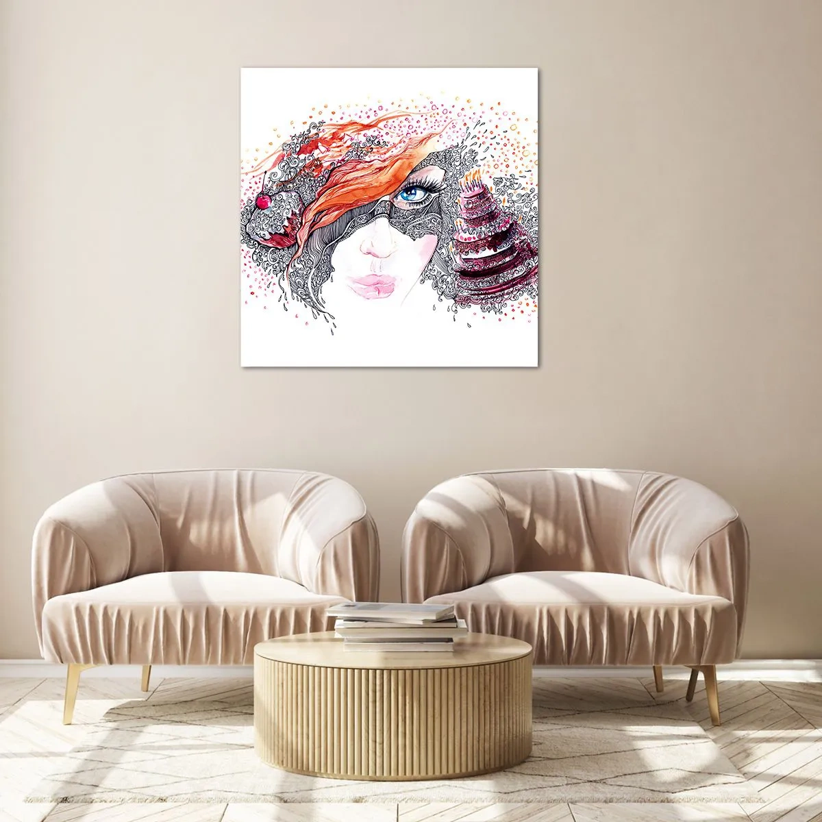 Schilderen op glas - Elke dag is er een feestdag met haar - 70x70 cm