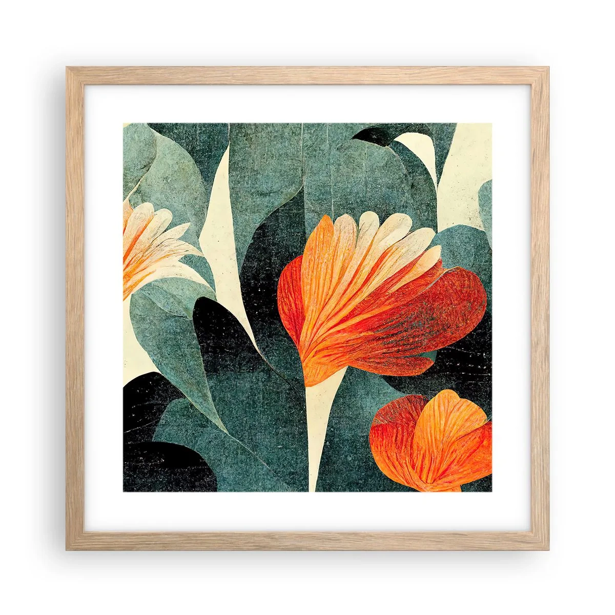 Een poster in een licht eiken lijst - De hitte van de tropen en de koelte van het groen - 40x40 cm