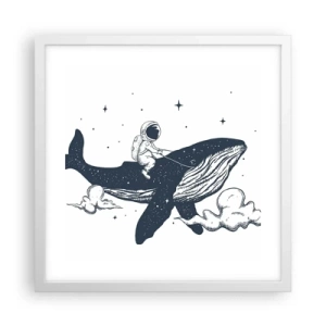 Poster in een witte lijst - Ruimte avontuur - 40x40 cm