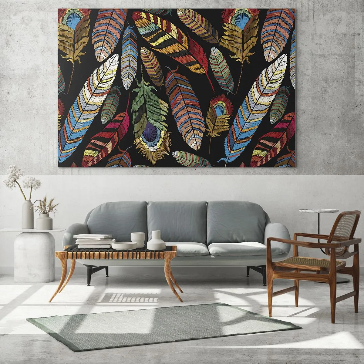 Schilderen op glas - Het vogelcarnaval - 140x50 cm