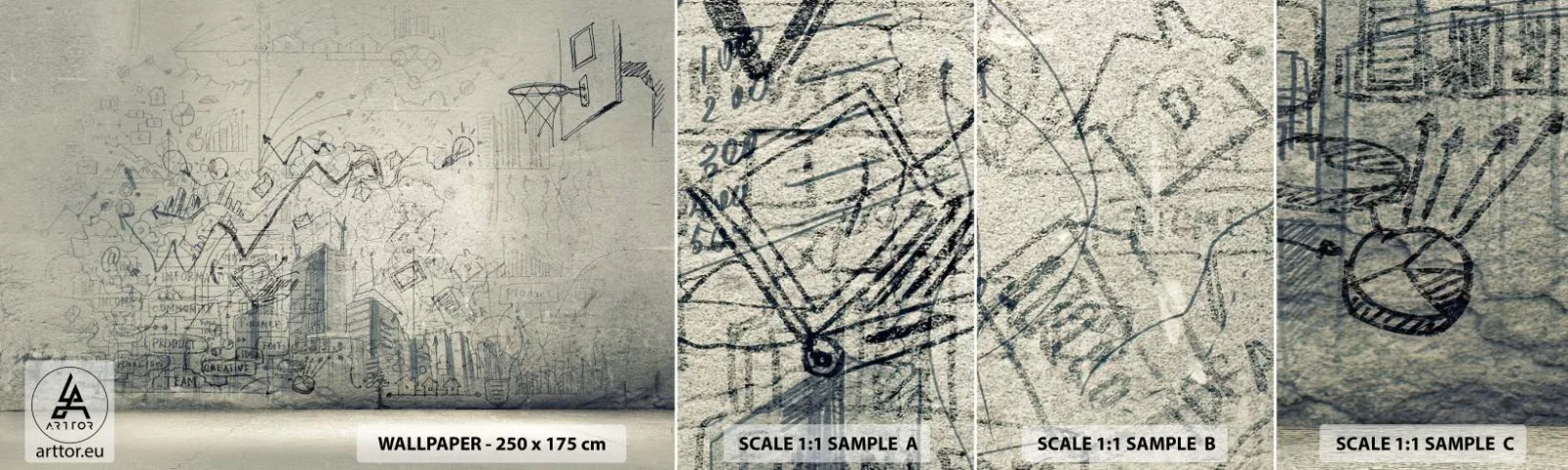 Fotobehang Monster Zelfklevend Deluxe Sticker - Mijn geweldige stadsleven - Graffiti, Deel, Grafisch - 100x30 cm