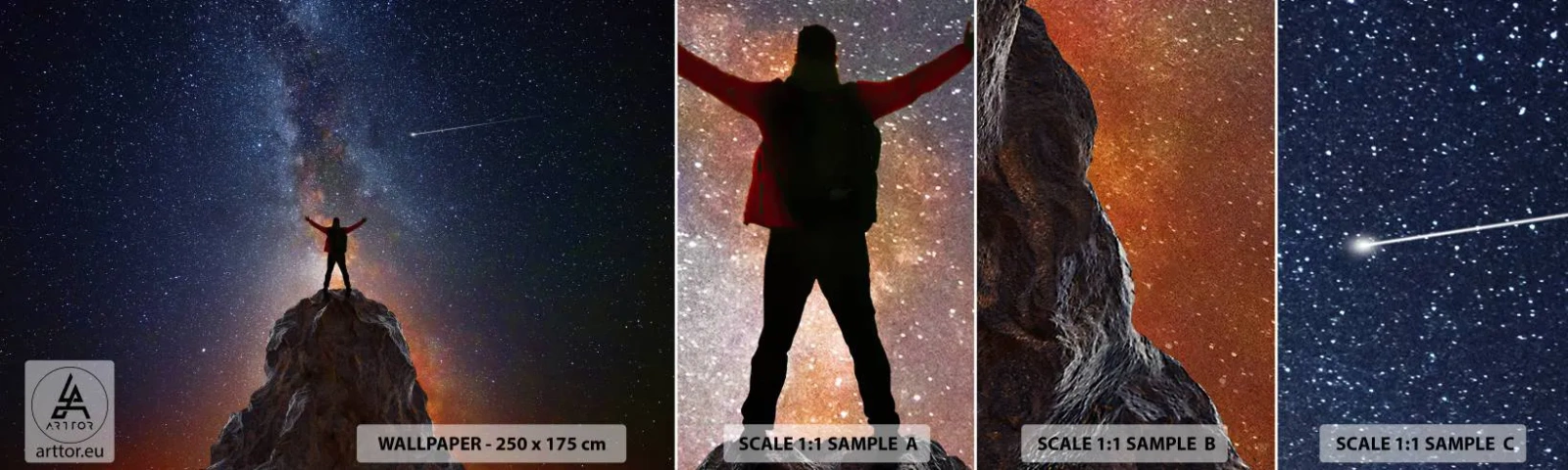 Fotobehang Staaltje Standard Eco - De Kracht is bij mij! - Abstractie, Kosmos, Man - 100x30 cm