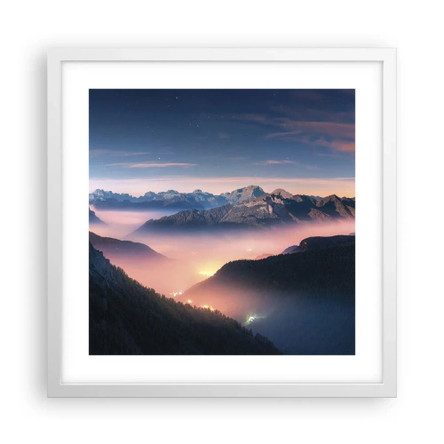 Poster in een witte lijst - Licht in de dalen - 40x40 cm