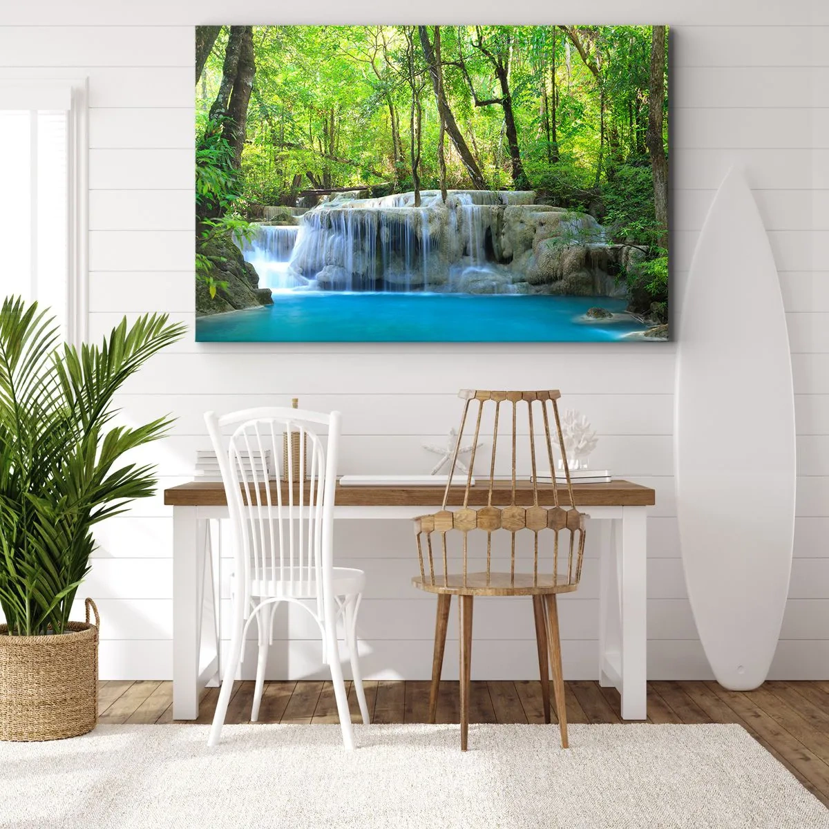 Schilderen op canvas - Verdrinken in turkoois en groen - 120x80 cm