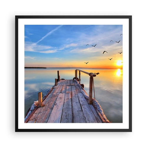 Poster in een zwarte lijst - Loop recht naar de zon - 60x60 cm