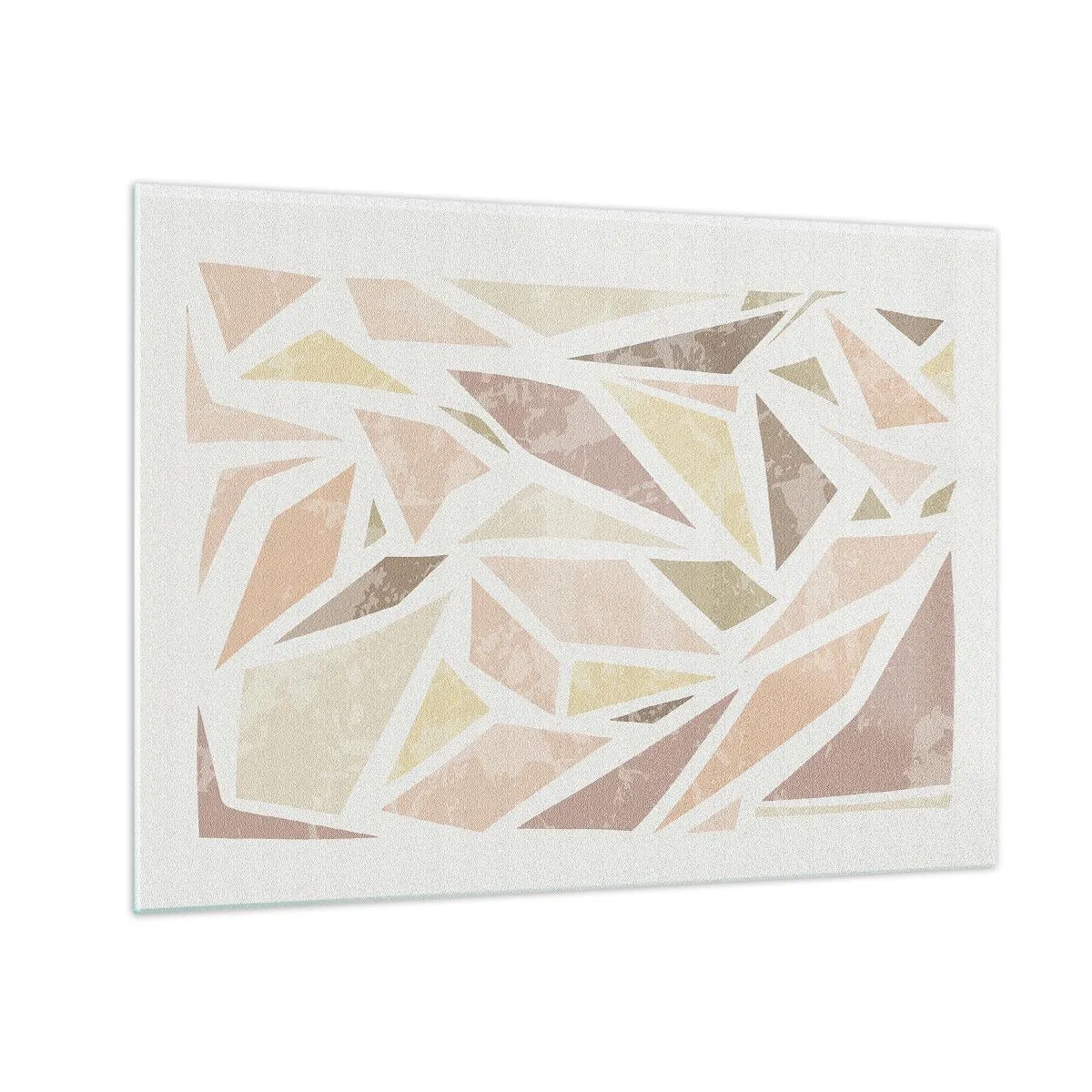 Schilderen op glas - Geometrisch mozaïek in pastelkleuren op een lichte achtergrond - 70x50cm - Gebrandschilderd glas compositie - Moderne wanddecoratie voor woonkamer en slaapkamer ARTTOR