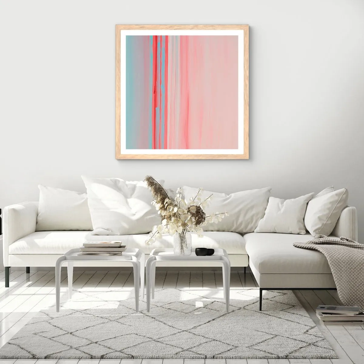 Een poster in een licht eiken lijst - Abstractie bij dageraad - 30x30 cm