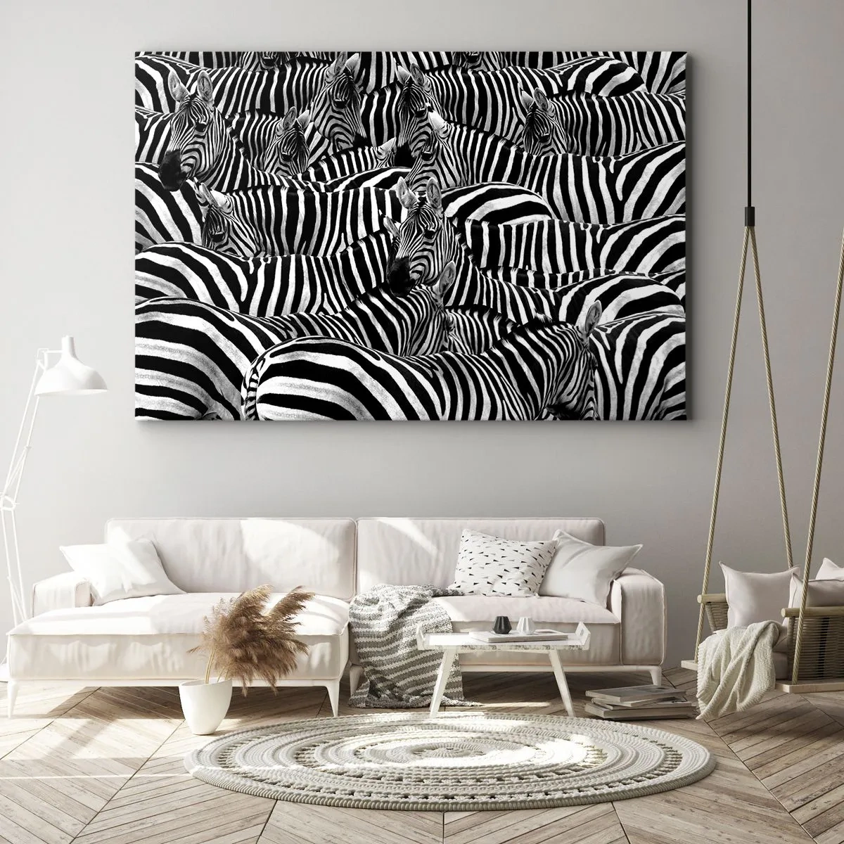 Schilderen op canvas - Groepsportret met strepen - 70x50 cm