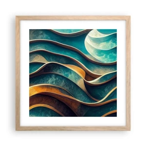 Een poster in een licht eiken lijst - Meanders van blauw - 40x40 cm