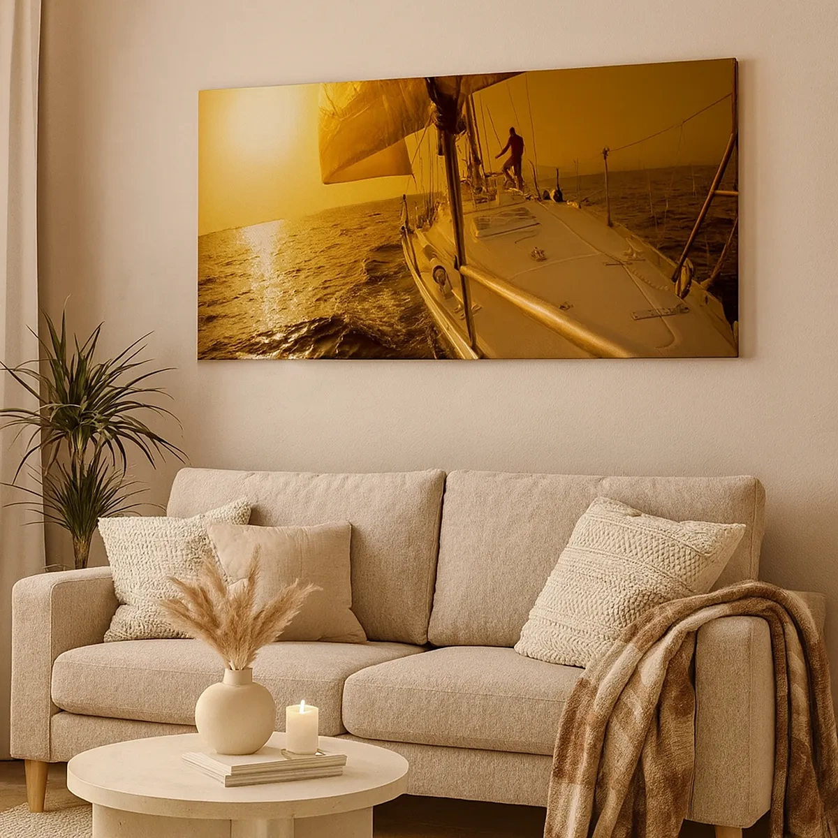 Schilderen op canvas - Een gouden avond na een kleurrijke dag - 30x30 cm