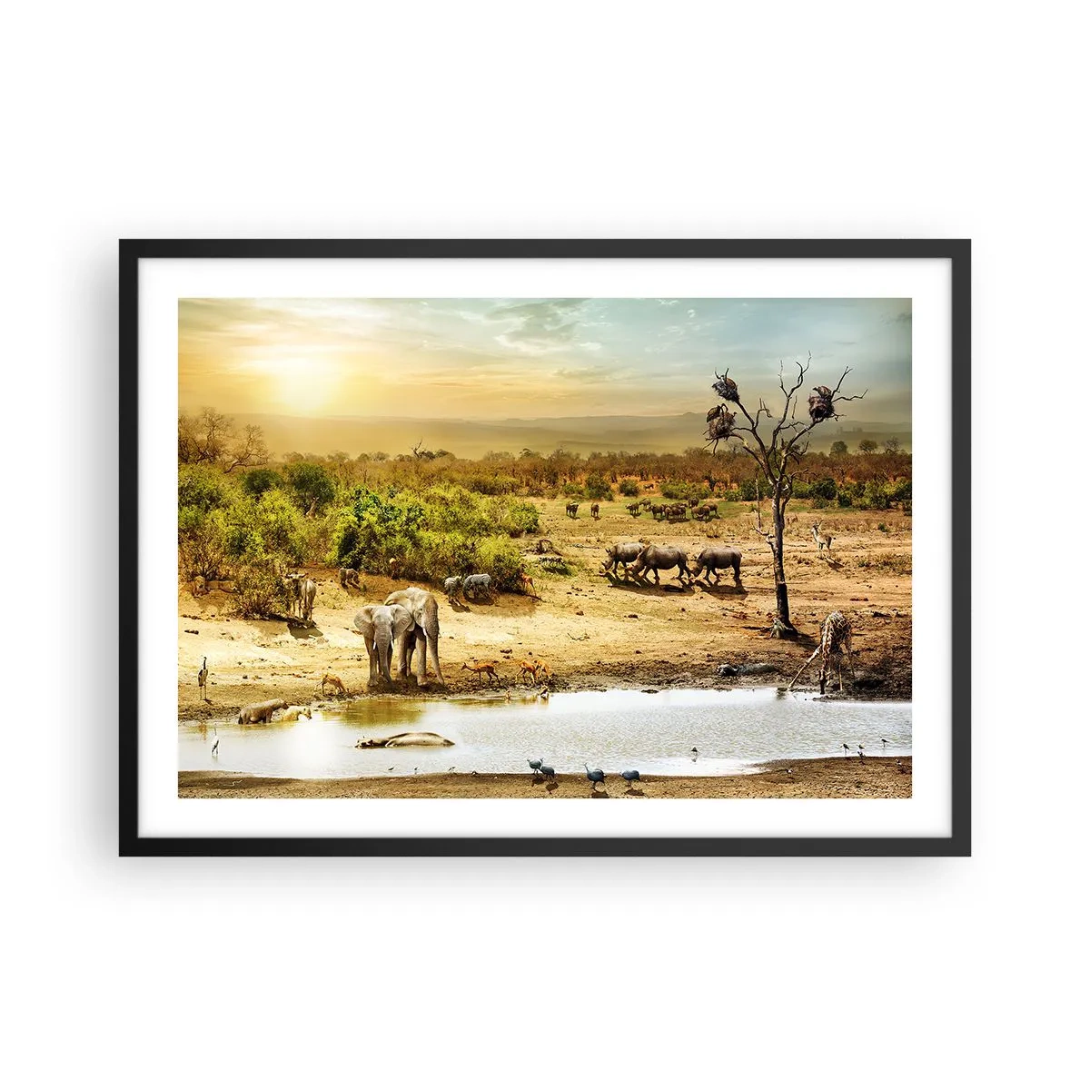 Poster in een zwarte lijst - "Er stroomde een rivier uit Eden …" - 70x50 cm