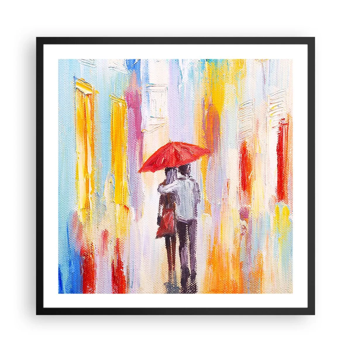 Poster in een zwarte lijst - Laat het maar regenen - 60x60 cm