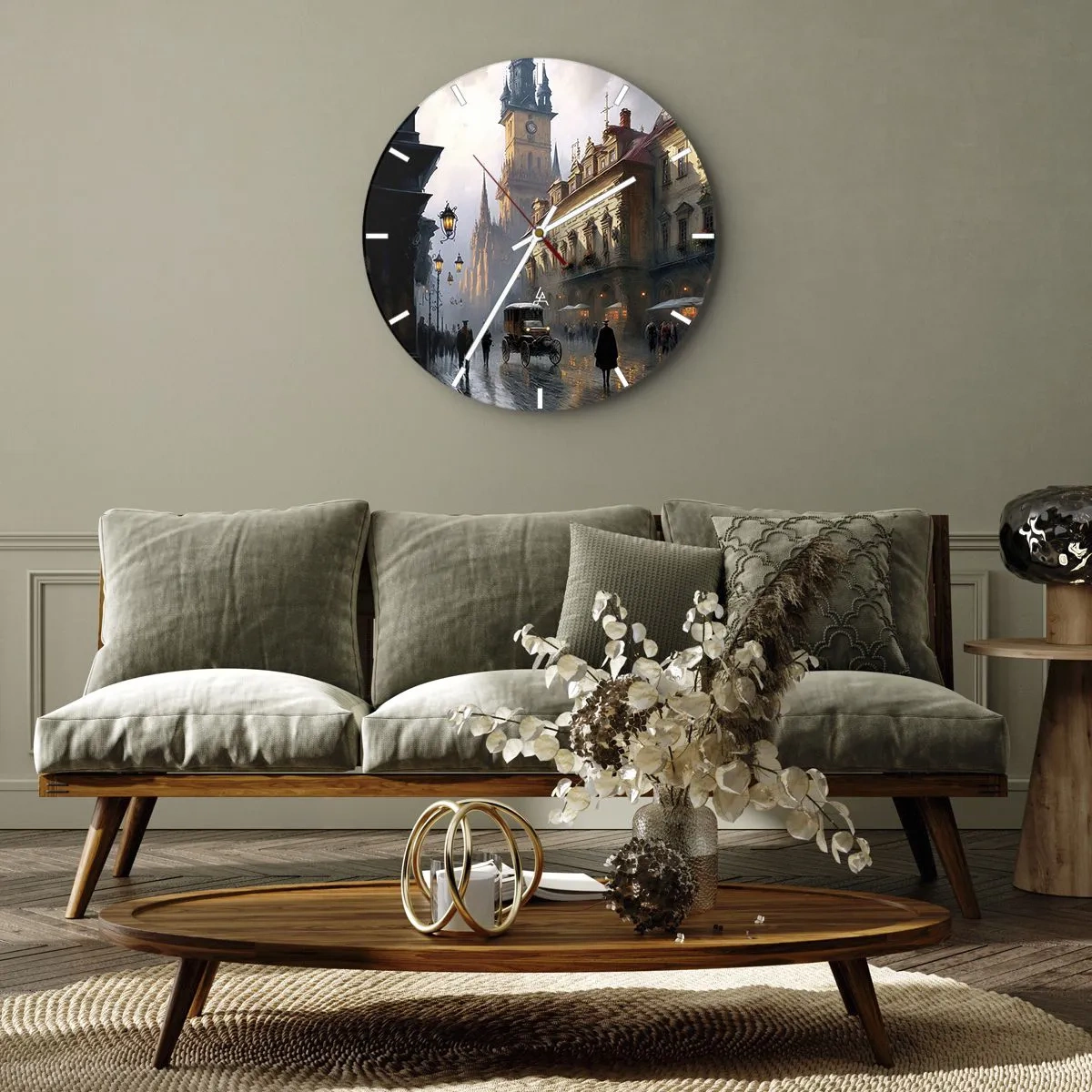 Wandklok - Klok - De charme van een Praagse avond - 40x40 cm