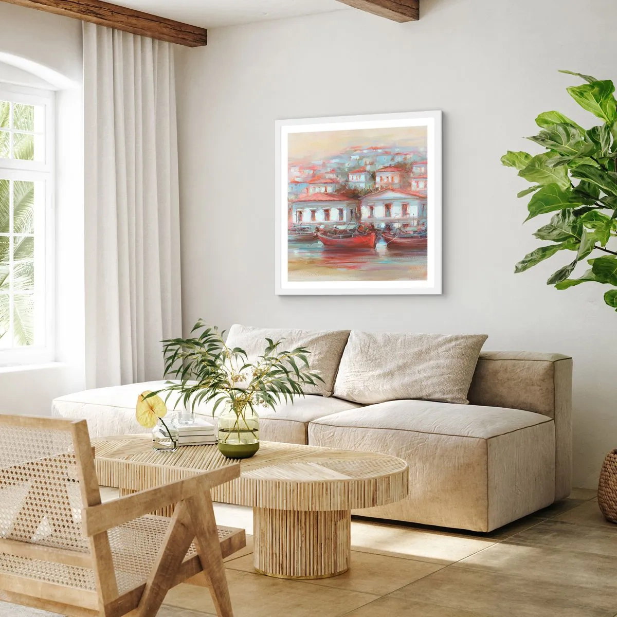 Poster in een witte lijst - Gelukkige stad - 30x30 cm