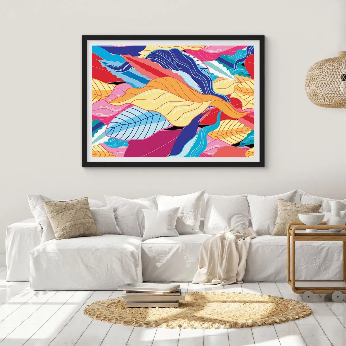 Poster in een zwarte lijst - Een kleurrijke puinhoop - 100x70 cm