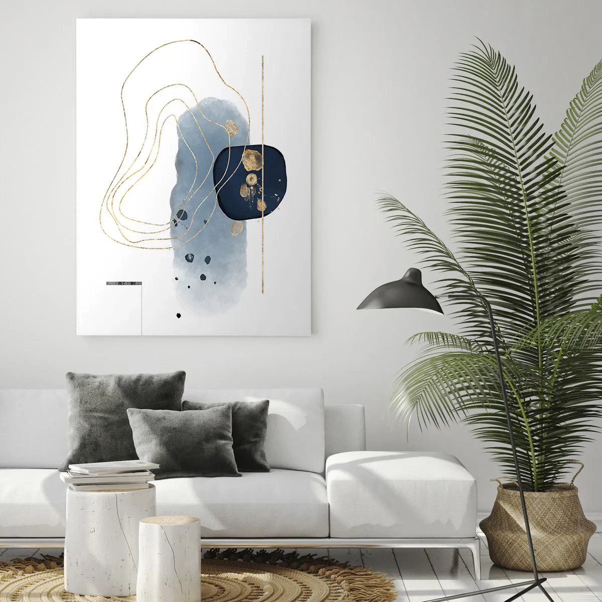Schilderen op glas - Blauw en goud fantasie - 80x120 cm