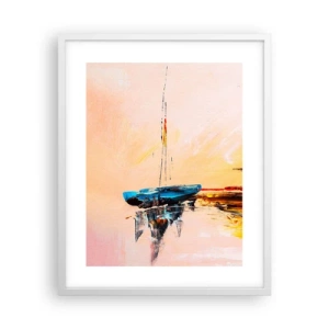 Poster in een witte lijst - Avond in de jachthaven - 40x50 cm