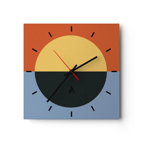 Wandklok - Klok - Een compositie van warmte en koelte - 30x30 cm