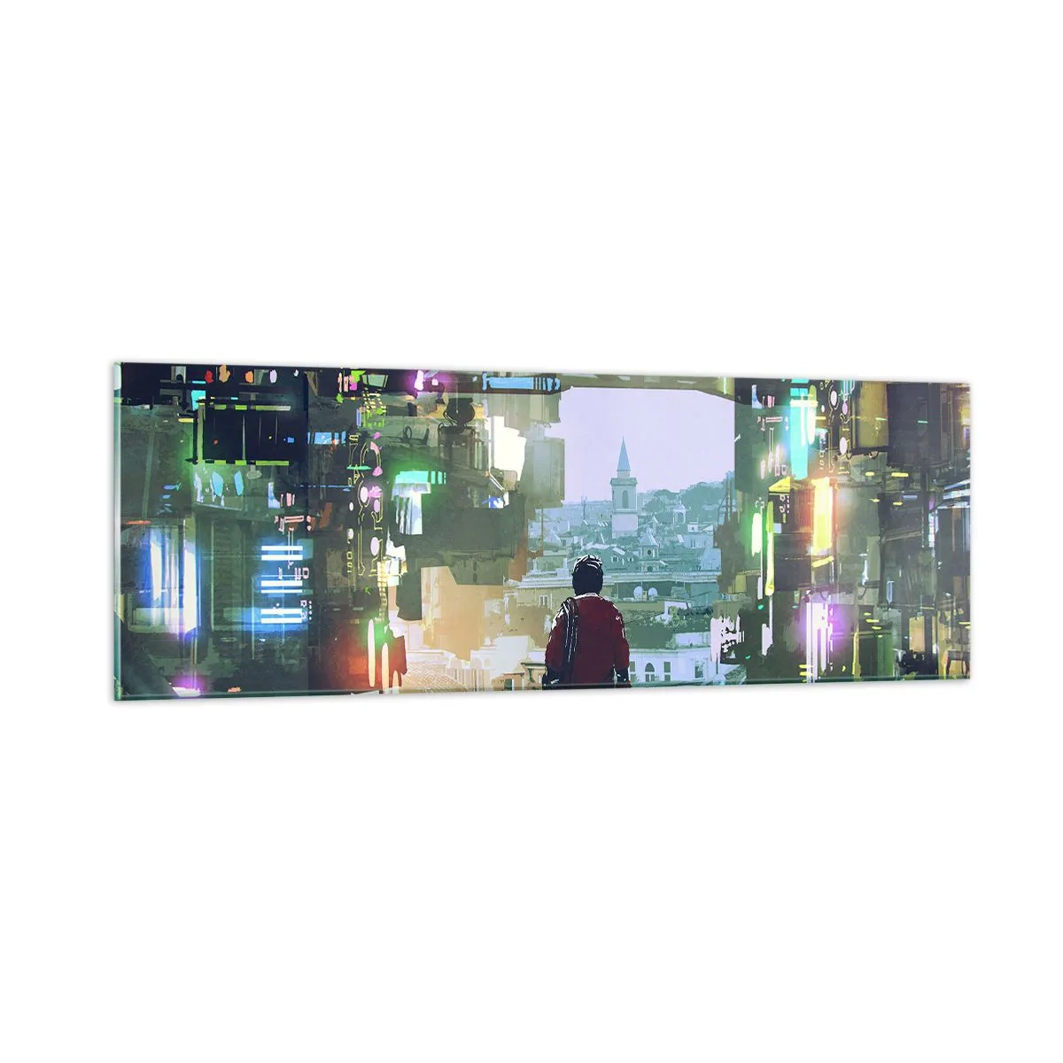 Schilderen op glas - Twee werelden - 90x30 cm