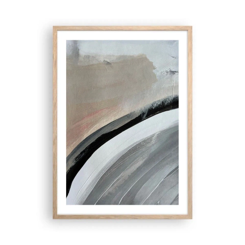 Een poster in een licht eiken lijst - Compositie: boog van zwart en grijs - 50x70 cm