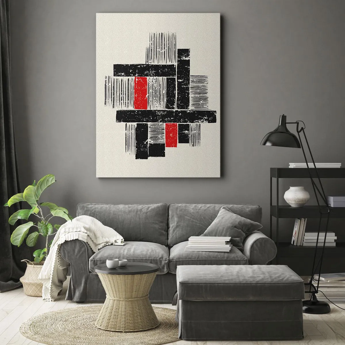 Schilderen op canvas - Rood en zwart - 70x100 cm