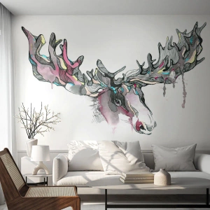 Fotobehang Premium Sand - Kroon van de boskoning - Abstractie, Eland, Natuur - 100x70 cm