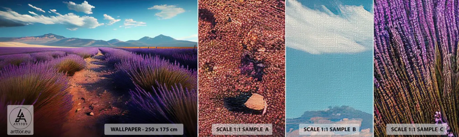 Fotobehang Monster Premium Canvas - Geurige velden - Lavendel, Horizon, Landschap - 100x30 cm