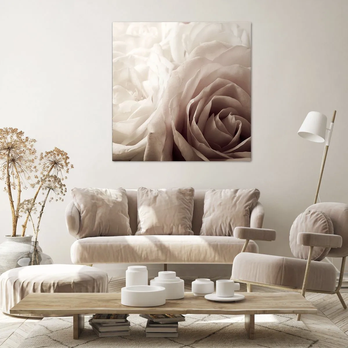 Schilderen op canvas - In het hart van een roos - 60x60 cm