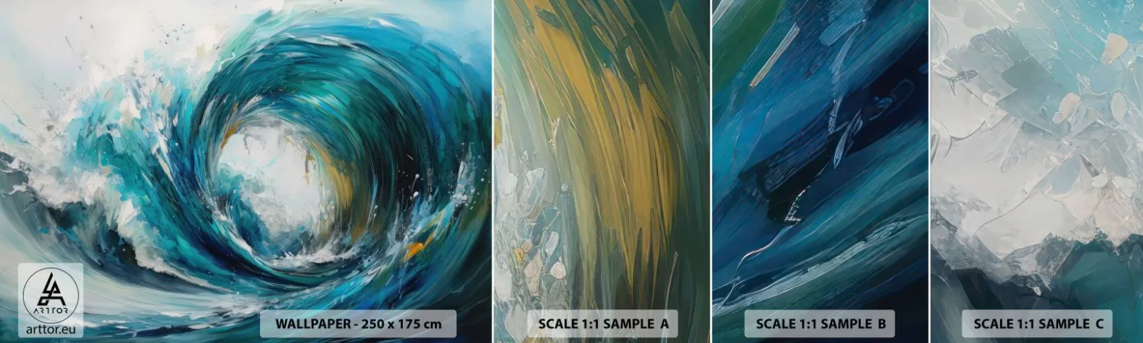 Fotobehang Monster Zelfklevend Deluxe Sticker - Zeeportaal - Oceaan, Golf, Deel - 100x30 cm