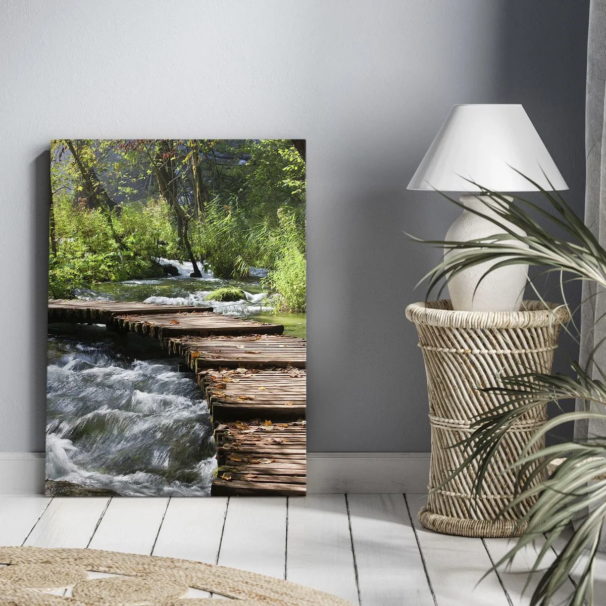 Schilderen op canvas - Boven de schuimige waterval - 65x120 cm