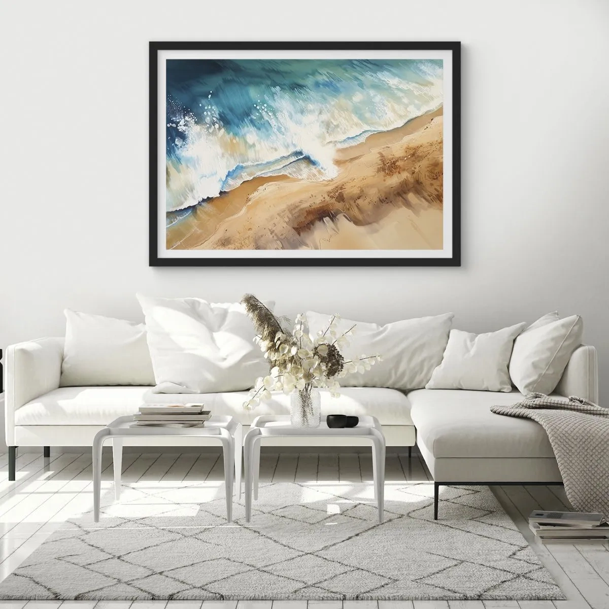 Poster in een zwarte lijst - De terugkerende golf - 70x50 cm