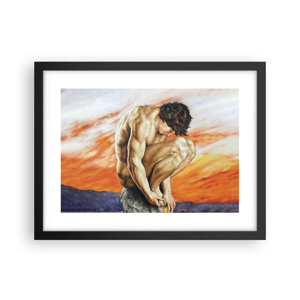 Poster in een zwarte lijst - Ondergedompeld in zichzelf - 40x30 cm