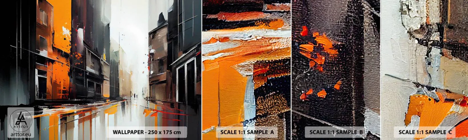 Fotobehang Monster Zelfklevend Deluxe Sticker - Regenachtige dag - Architectuur, Moderne kunst, Stad - 100x30 cm