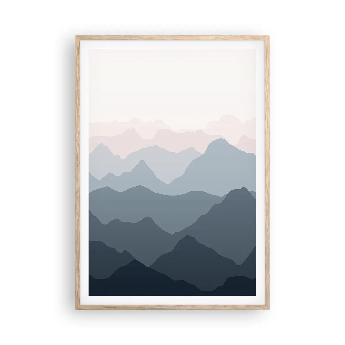 Een poster in een licht eiken lijst - Golven van de bergen - 70x100 cm