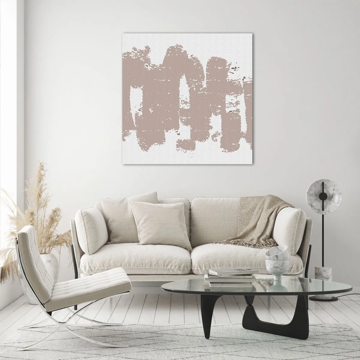 Schilderen op glas - Abstractie in zachtroze - 50x50 cm