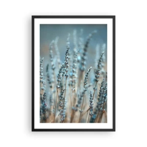 Poster in een zwarte lijst - Delicate lavendelbloemen op een pastelkleurige achtergrond - 50x70cm - Geurig korenveld - Moderne wanddecoratie voor woonkamer en slaapkamer ARTTOR