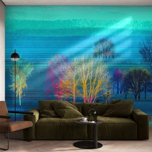 Zelfklevend Fotobehang Deluxe Sticker - Een gekamd landschap - Landschap, Woud, Abstractie - 200x140 cm