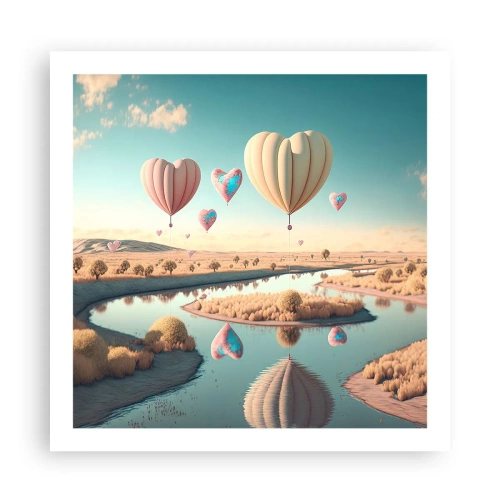 Poster - Liefde laat je vliegen - 60x60 cm