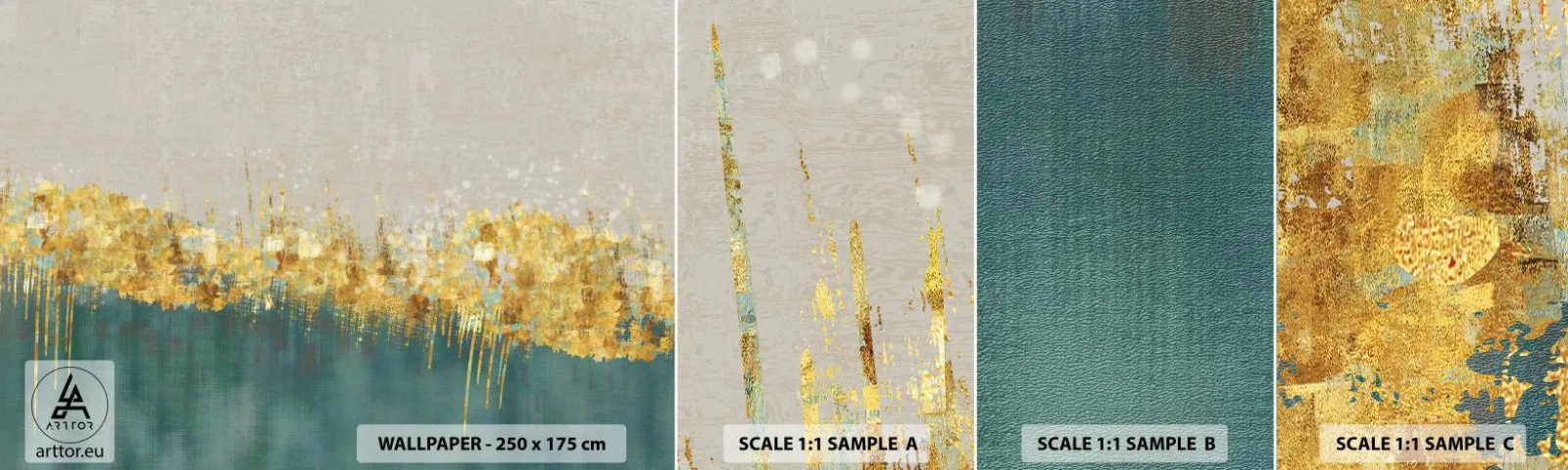 Fotobehang Monster Zelfklevend Deluxe Sticker - De gouden rand - Art-deco, Deel, Pastel - 100x30 cm