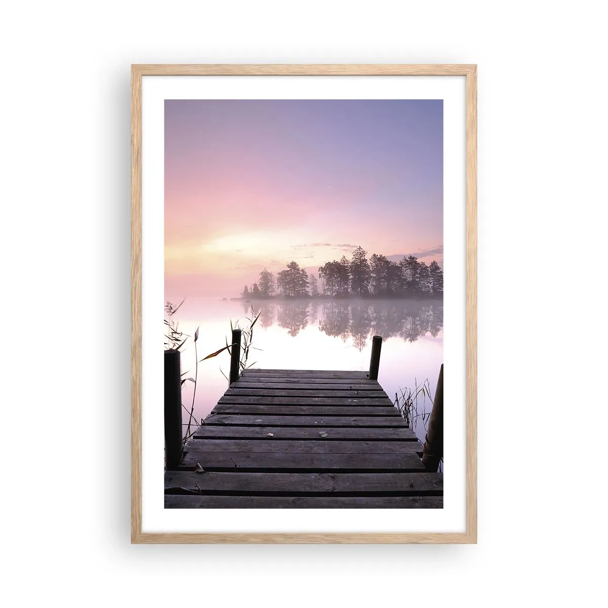 Een poster in een licht eiken lijst - Van de lila mist... - 50x70 cm