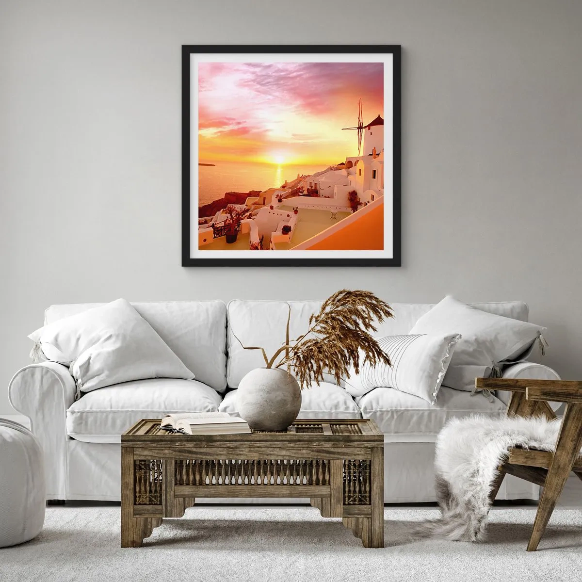 Poster in een zwarte lijst - Spreiden in wit en goud - 40x40 cm