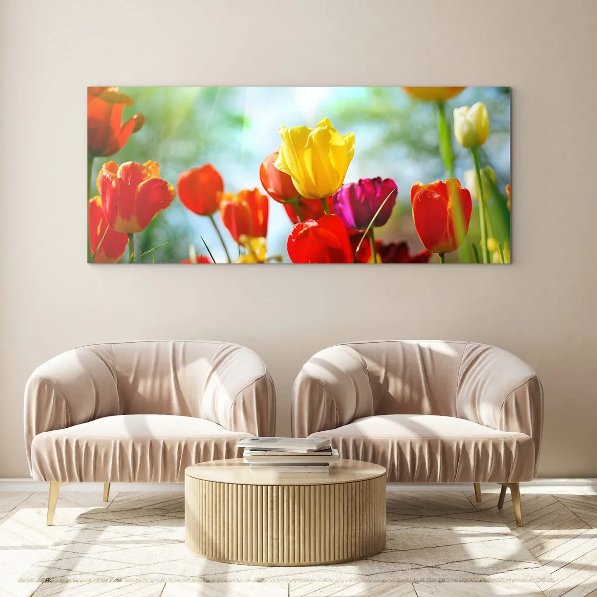 Schilderen op glas - Alle kleuren van de zon - 100x40 cm