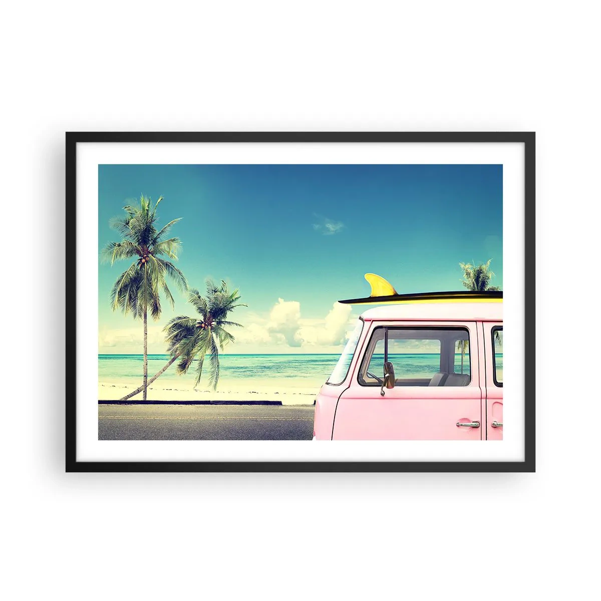 Poster in een zwarte lijst - Tijd om aan je vakantie te beginnen. - 70x50 cm