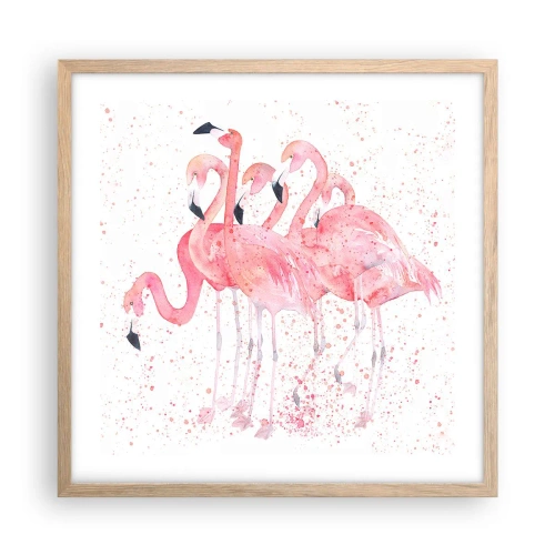 Een poster in een licht eiken lijst - Roze ensemble - 50x50 cm