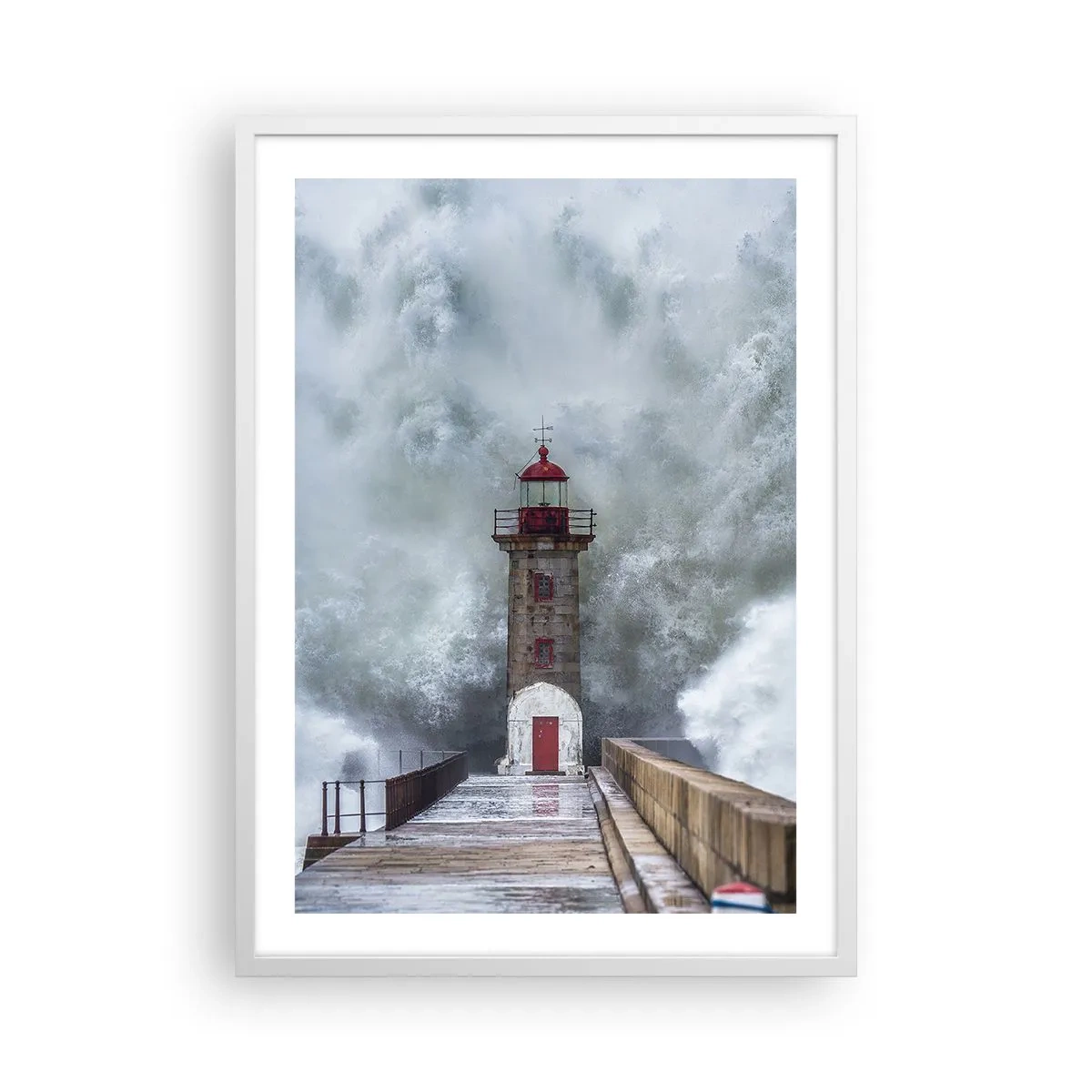 Poster in een witte lijst - Het gebrul van het water, het geluid zal blazen - 50x70 cm