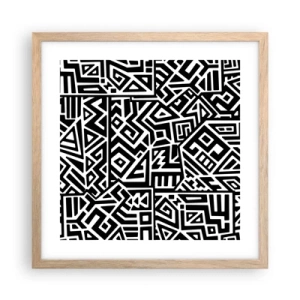 Een poster in een licht eiken lijst - Pre-Columbiaanse compositie - 40x40 cm